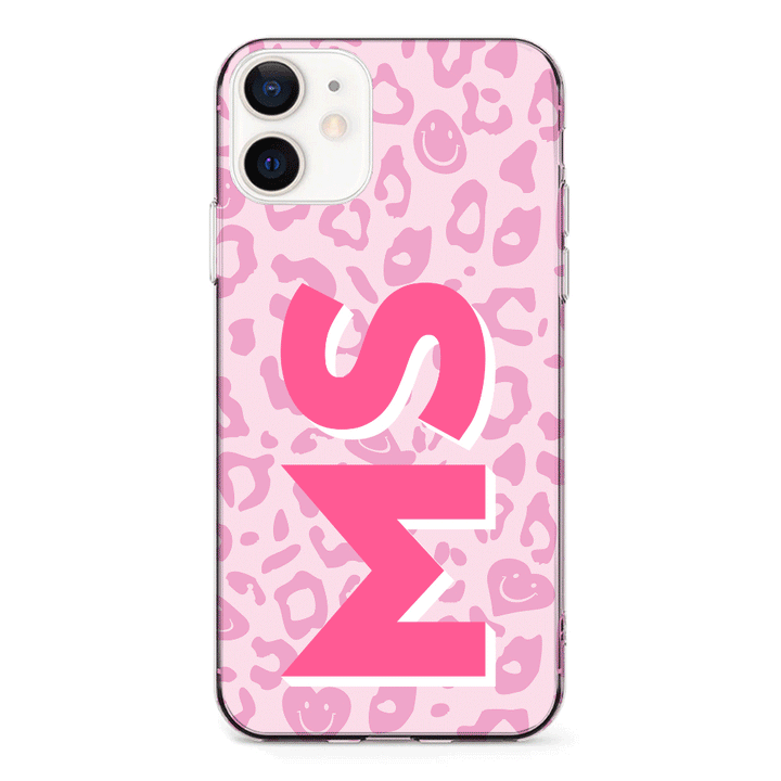 Apple iPhone 12 Mini / Clear Classic Custom Monogram Initial 3D Shadow Text Seamless Pattern, Phone Case - Stylizedd.com