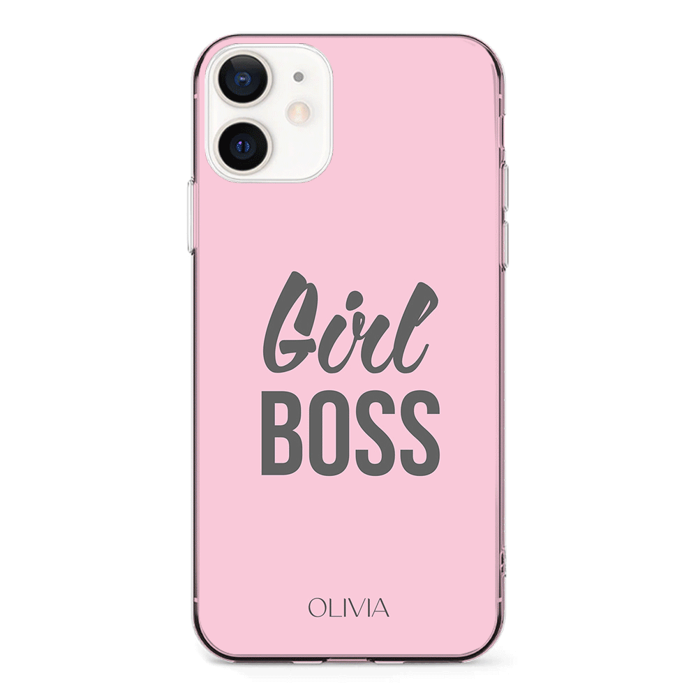 Apple iPhone 12 Mini / Clear Classic Personalized Name Girl Boss, Phone Case - Stylizedd.com