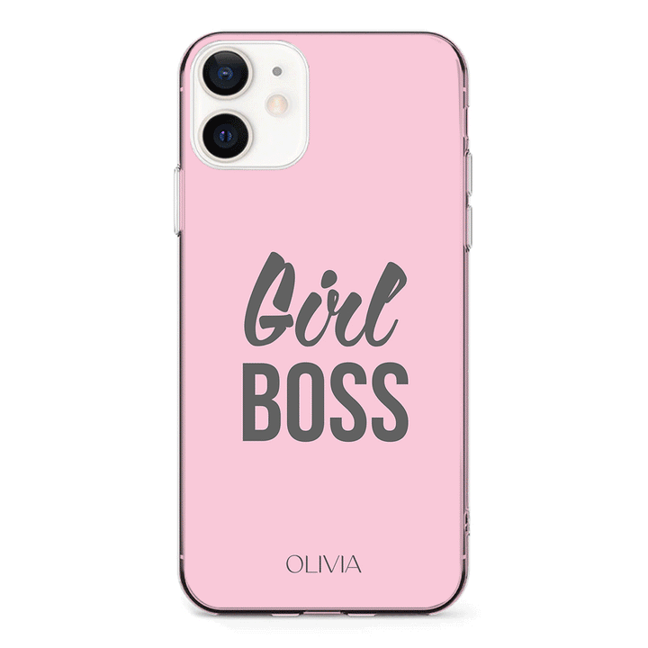 Apple iPhone 12 Mini / Clear Classic Personalized Name Girl Boss, Phone Case - Stylizedd.com