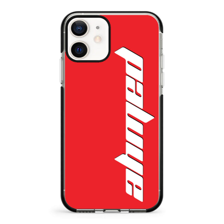 Apple iPhone 12 Mini / Impact Pro Black Custom Text, Vertical Name Phone Case - Stylizedd.com