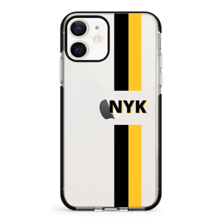 Apple iPhone 12 Mini / Impact Pro Black Custom Striped Monogram Phone Case - Stylizedd.com