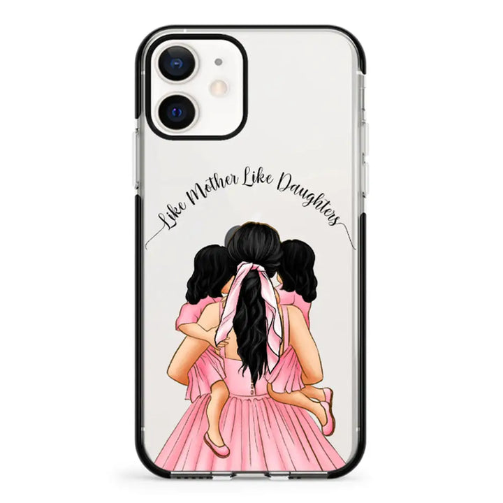 Apple iPhone 12 Mini / Impact Pro Black Mother 2 daughters Custom Clipart, Text Phone Case - Stylizedd.com