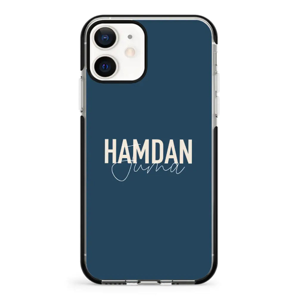 Apple iPhone 12 Mini / Impact Pro Black Personalized Name Horizontal, Phone Case - Stylizedd.com