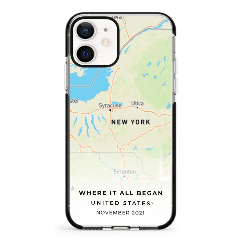 Apple iPhone 12 Mini / Impact Pro Black Personalized map, Phone Case - Stylizedd.com