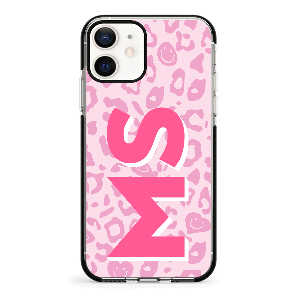 Apple iPhone 12 Mini / Impact Pro Black Custom Monogram Initial 3D Shadow Text Seamless Pattern, Phone Case - Stylizedd.com