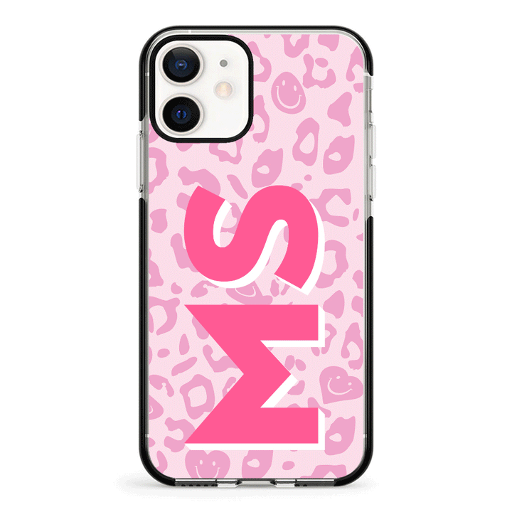 Apple iPhone 12 Mini / Impact Pro Black Custom Monogram Initial 3D Shadow Text Seamless Pattern, Phone Case - Stylizedd.com