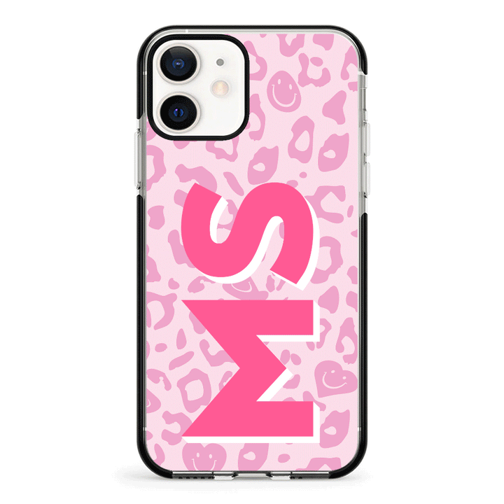 Apple iPhone 12 Mini / Impact Pro Black Custom Monogram Initial 3D Shadow Text Seamless Pattern, Phone Case - Stylizedd.com