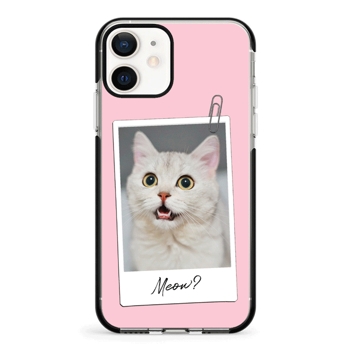 Apple iPhone 12 Mini / Impact Pro Black Polaroid Photo Pet Cat, Phone Case - Stylizedd.com