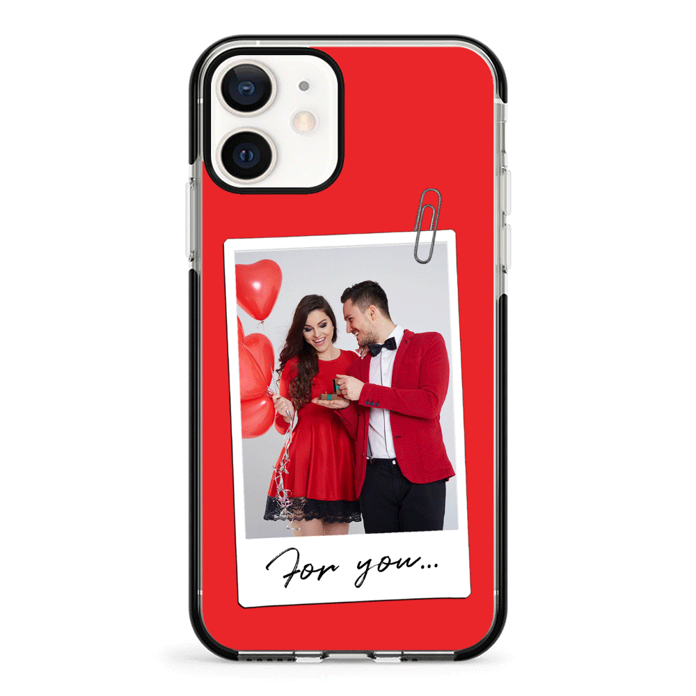 Apple iPhone 12 Mini / Impact Pro Black Personalized Polaroid Photo Valentine, Phone Case - Stylizedd.com