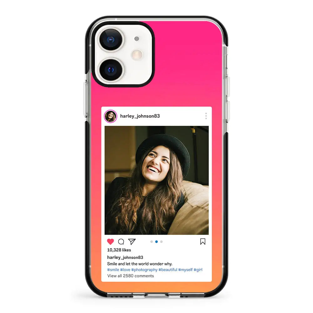 Apple iPhone 12 Mini / Impact Pro Black Phone Case Custom Photo Instagram Post Template, Phone Case - Stylizedd