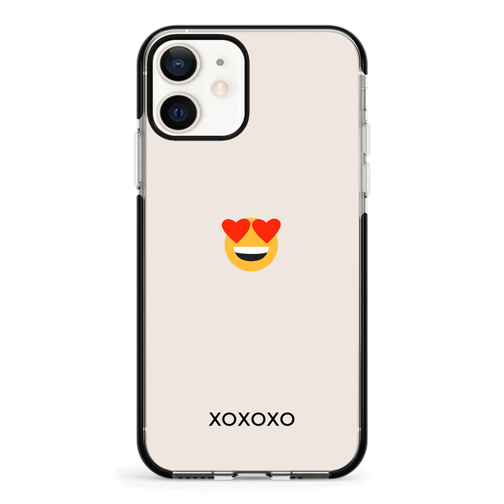 Apple iPhone 12 Mini / Impact Pro Black Custom Text Emojis Emoticons, Phone Case - Stylizedd.com