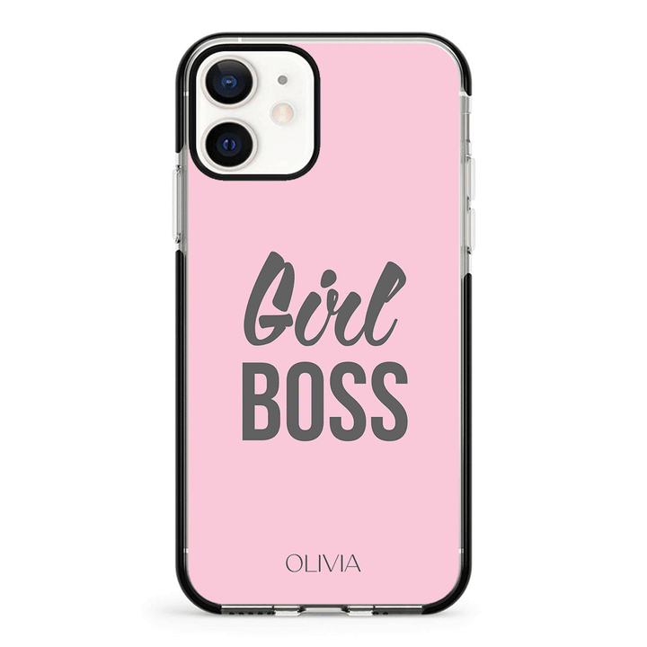 Apple iPhone 12 Mini / Impact Pro Black Personalized Name Girl Boss, Phone Case - Stylizedd.com