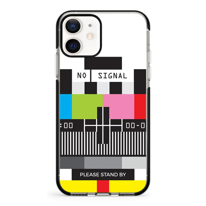 Apple iPhone 12 Mini / Impact Pro Black Personalized Text Retro No Signal TV Channel, Phone Case - Stylizedd.com