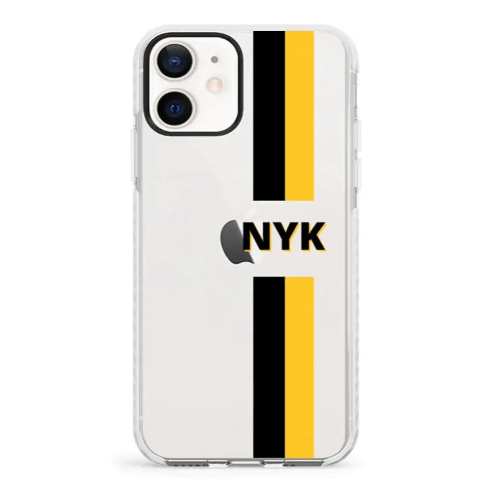 Apple iPhone 12 Mini / Impact Pro White Custom Striped Monogram Phone Case - Stylizedd.com