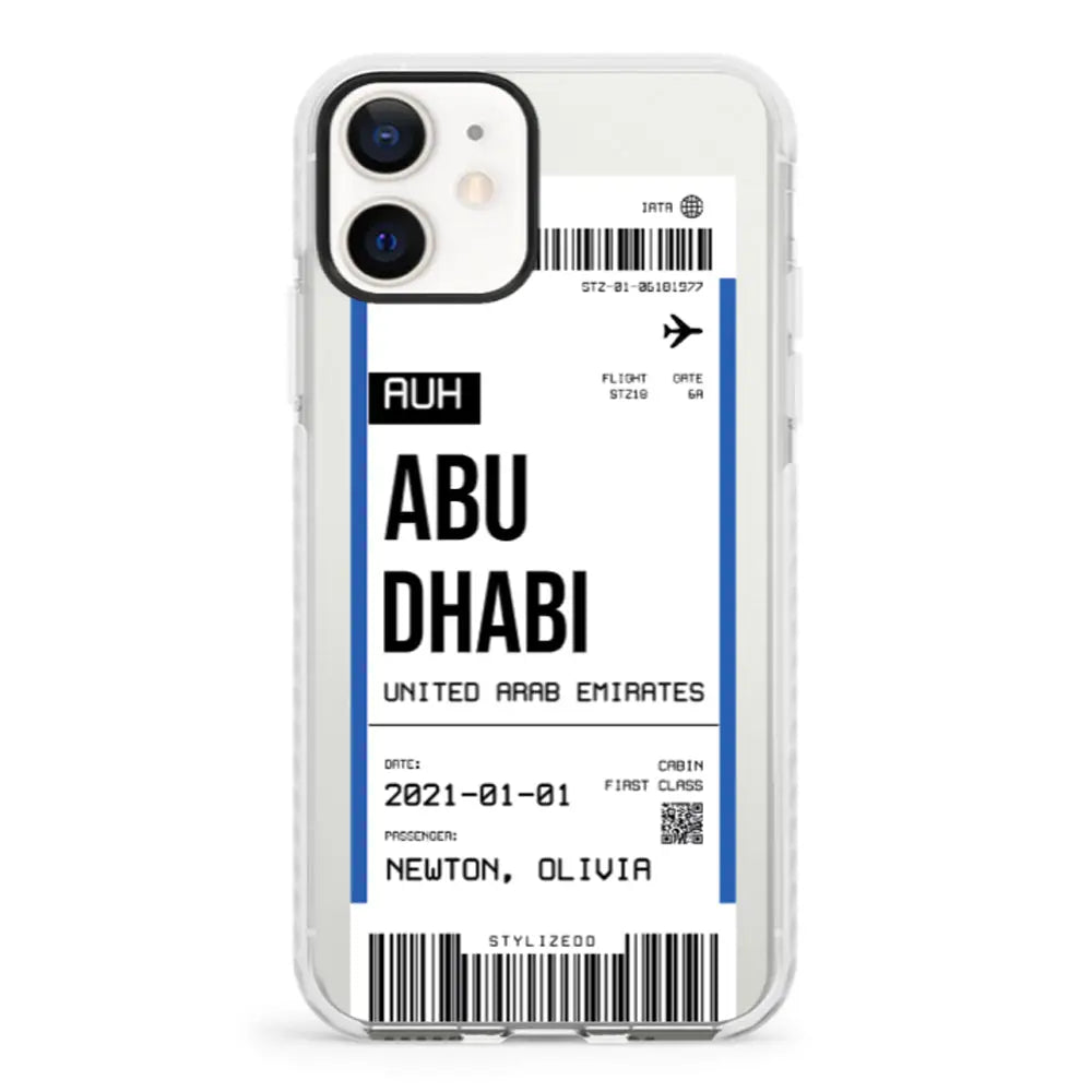 Apple iPhone 12 Mini / Impact Pro White Custom Flight Boarding Pass Ticket Phone Case - Stylizedd.com