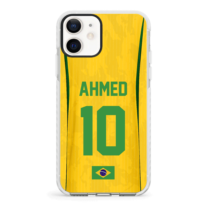Apple iPhone 12 Mini / Impact Pro White Personalized Football Jersey Phone Case Custom Name & Number - Stylizedd.com