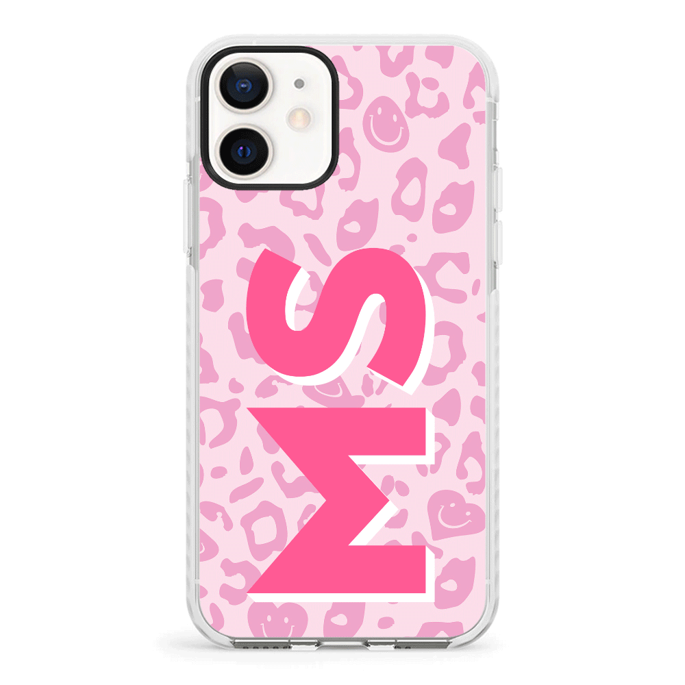 Apple iPhone 12 Mini / Impact Pro White Custom Monogram Initial 3D Shadow Text Seamless Pattern, Phone Case - Stylizedd.com