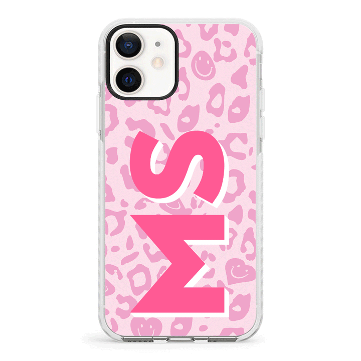 Apple iPhone 12 Mini / Impact Pro White Custom Monogram Initial 3D Shadow Text Seamless Pattern, Phone Case - Stylizedd.com
