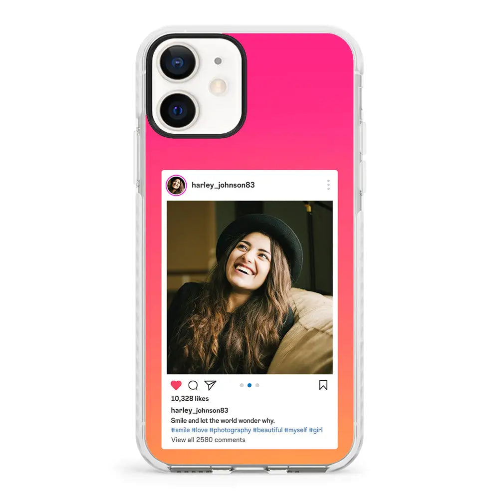 Apple iPhone 12 Mini / Impact Pro White Phone Case Custom Photo Instagram Post Template, Phone Case - Stylizedd