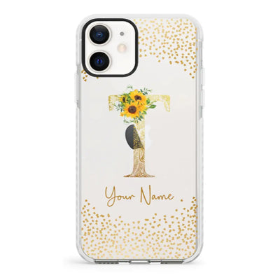 Apple iPhone 12 Mini / Impact Pro White Phone Case Floral Mandala Initial Phone Case - Stylizedd.com