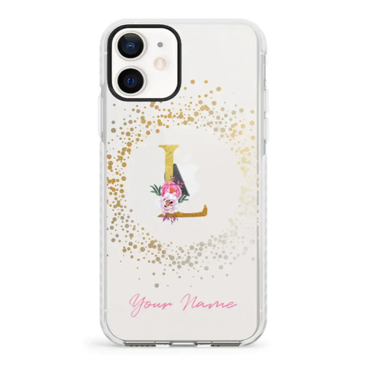 Apple iPhone 12 Mini / Impact Pro White Floral Initial Phone Case - Stylizedd.com