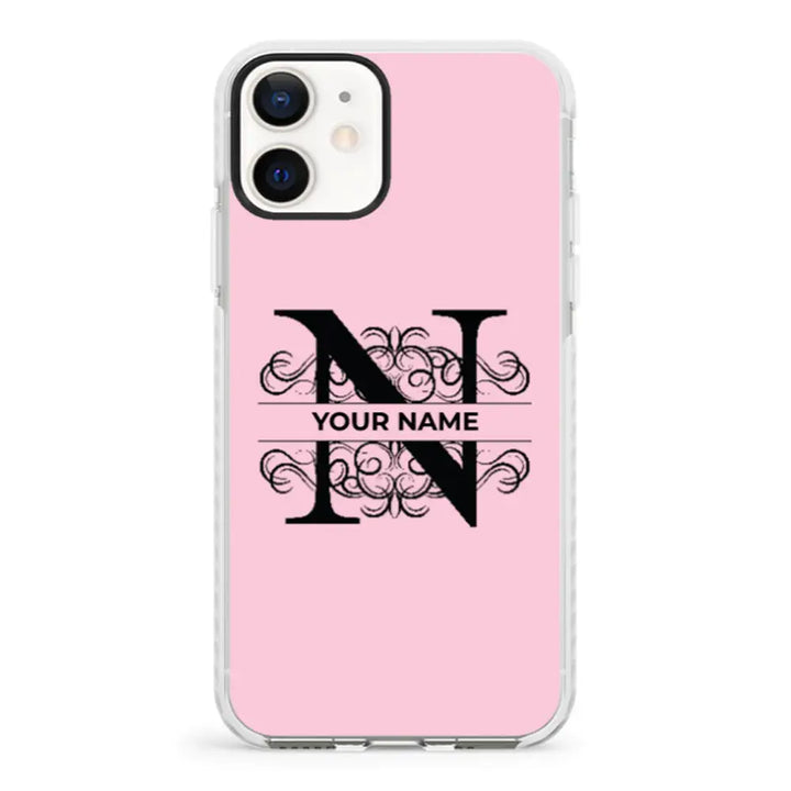 Apple iPhone 12 Mini / Impact Pro White Split Floral Initial Phone Case - Stylizedd.com