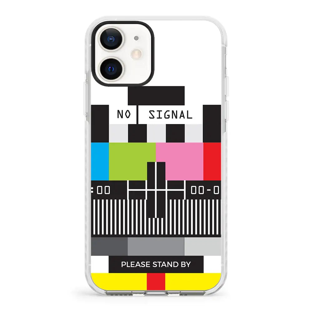 Apple iPhone 12 Mini / Impact Pro White Personalized Text Retro No Signal TV Channel, Phone Case - Stylizedd.com