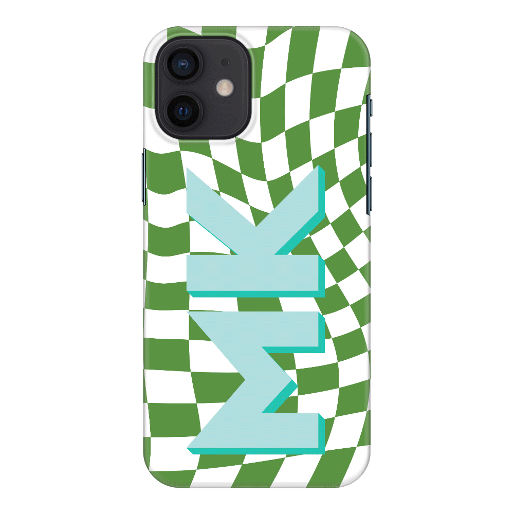 Apple iPhone 12 Mini / Snap Classic Custom Monogram Initial Wavy Checkerboard, Phone Case - Stylizedd.com
