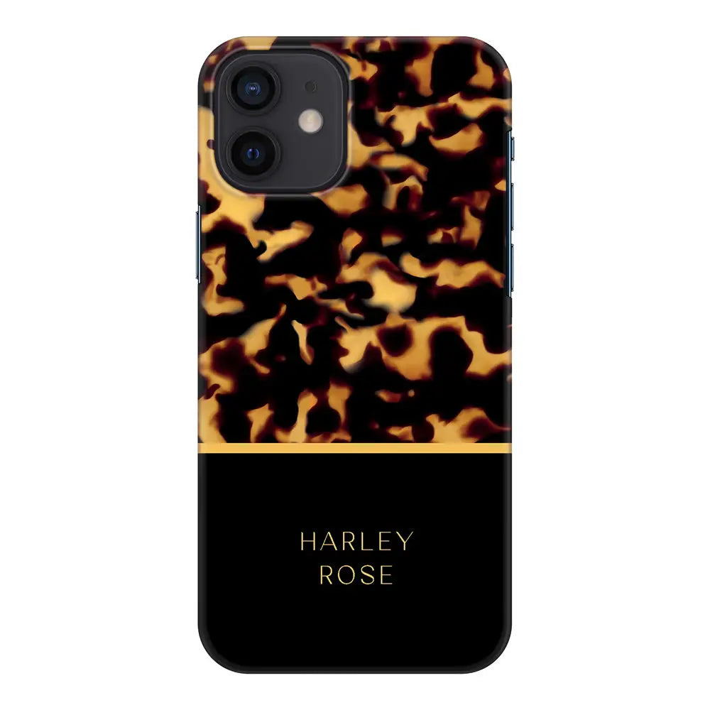 Apple iPhone 12 Mini / Snap Classic Personalized Text Elegant Luxury Tortoise Shell Pattern, Phone Case - Stylizedd.com