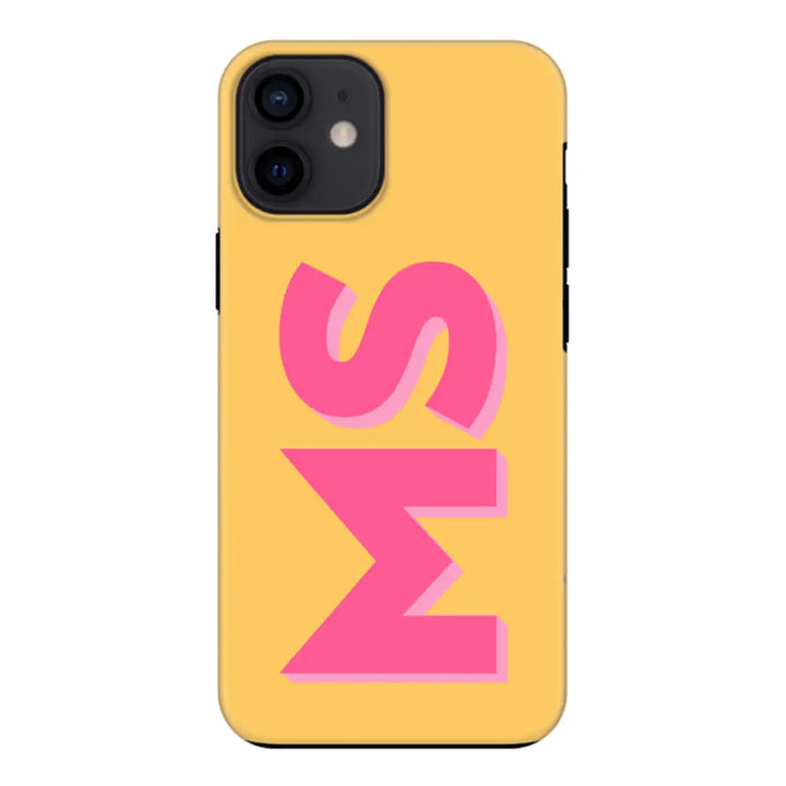 Apple iPhone 12 Mini / Tough Pro Personalized Monogram Initial 3D Shadow Text Phone Case - Stylizedd.com