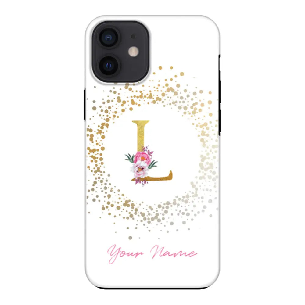 Apple iPhone 12 Mini / Tough Pro Floral Initial Phone Case - Stylizedd.com