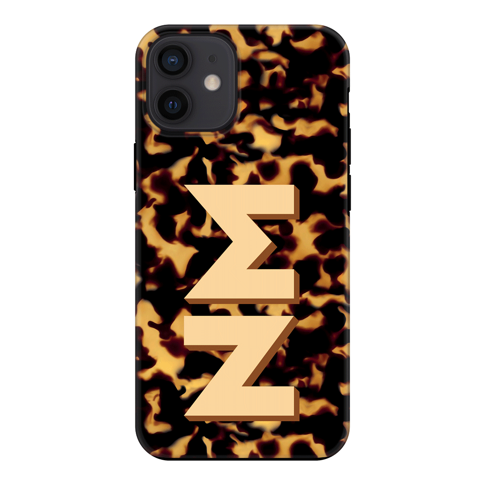 Apple iPhone 12 Mini / Tough Pro Custom Monogram 3D Text Luxury Tortoise Shell Pattern, Phone Case - Stylizedd.com