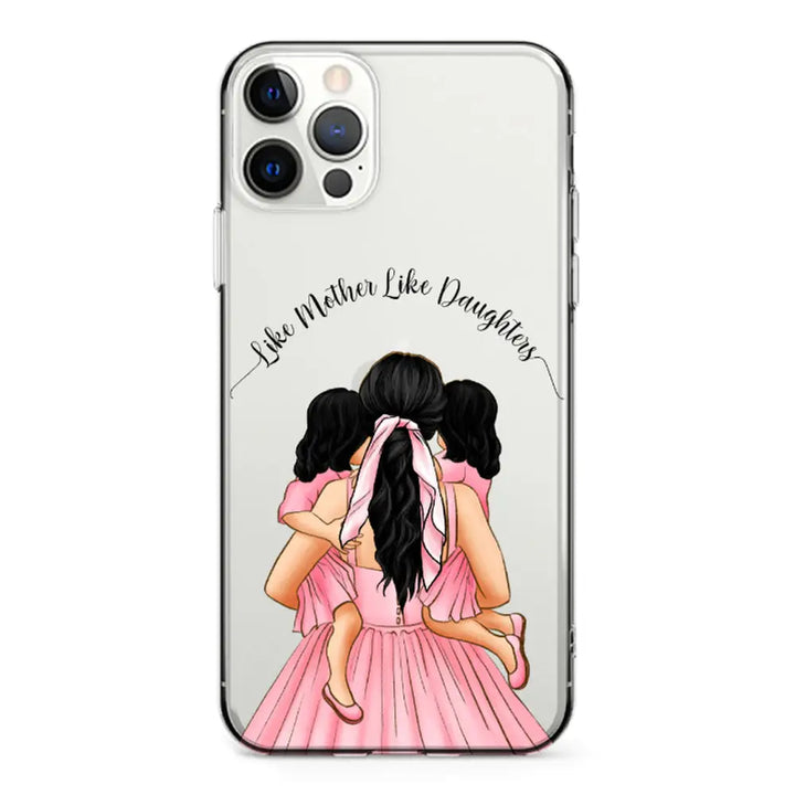 Apple iPhone 12 | 12 Pro / Clear Classic Mother 2 daughters Custom Clipart, Text Phone Case - Stylizedd.com