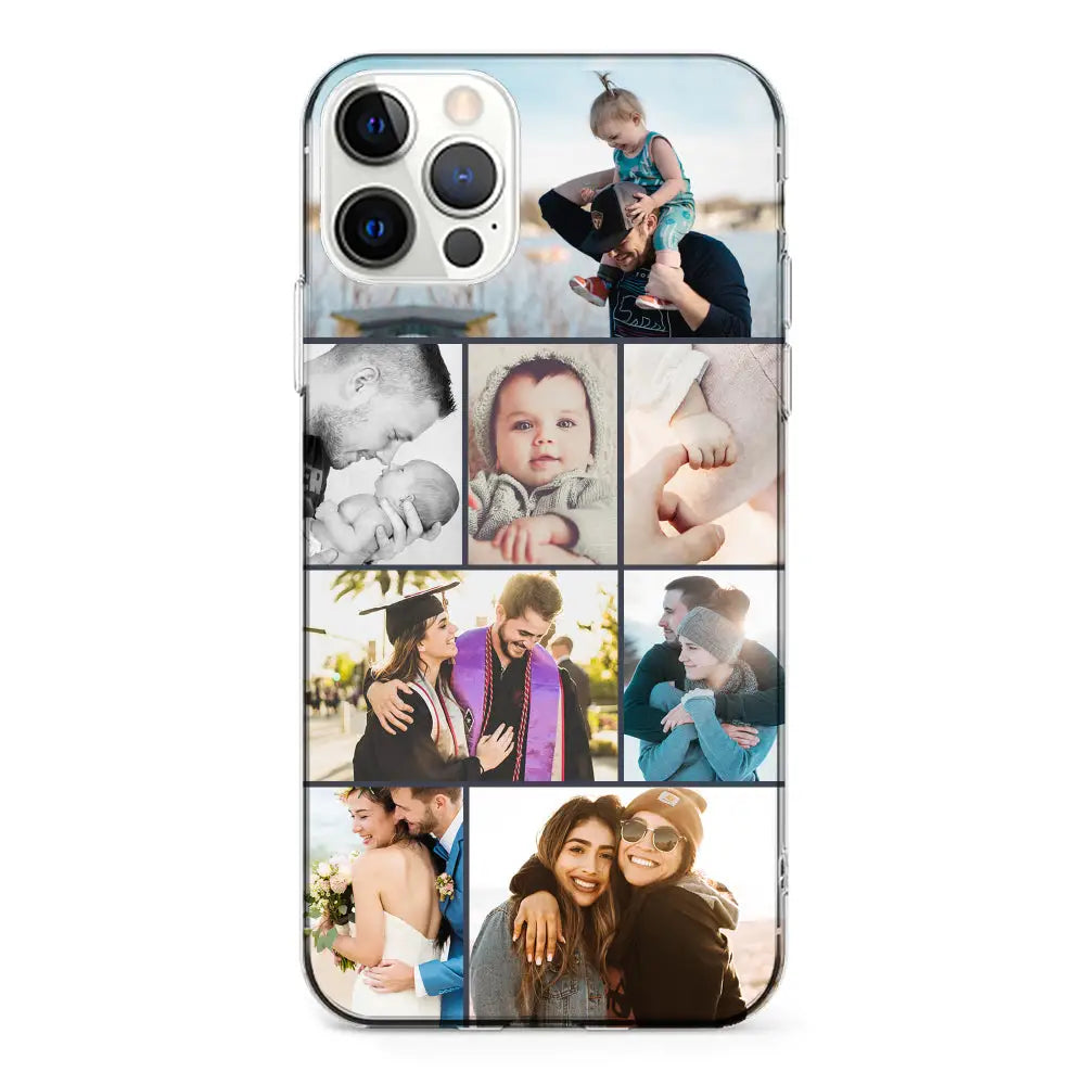 Apple iPhone 12 | 12 Pro / Clear Classic Personalised Photo Collage Grid Phone Case - Stylizedd.com