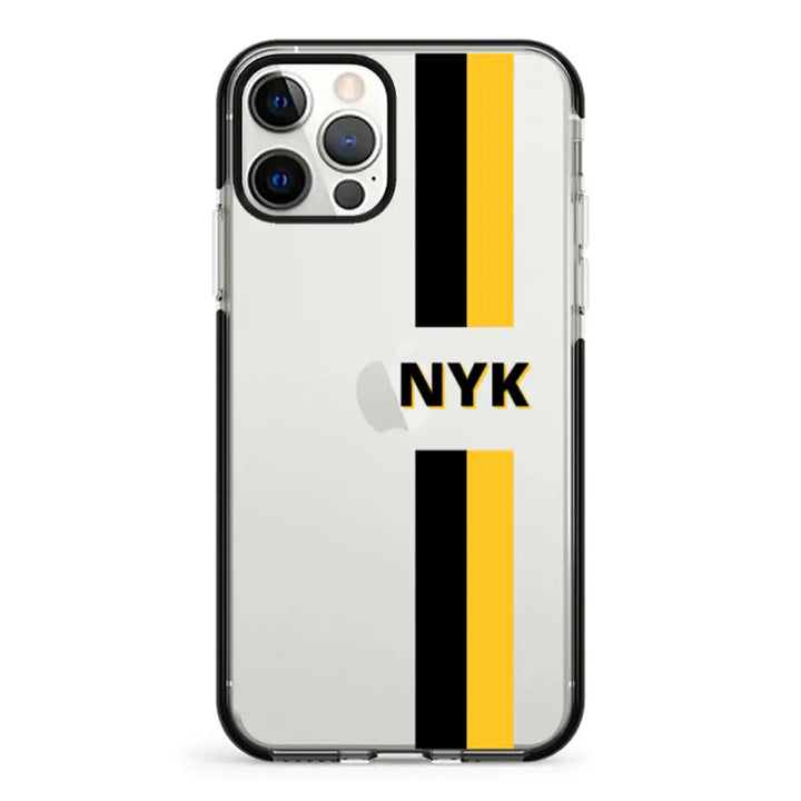 Apple iPhone 12 | 12 Pro / Impact Pro Black Custom Striped Monogram Phone Case - Stylizedd.com