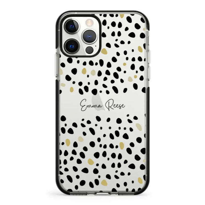 Apple iPhone 12 | 12 Pro / Impact Pro Black Pebble Multi Color Custom Text, My Name Phone Case - Stylizedd.com