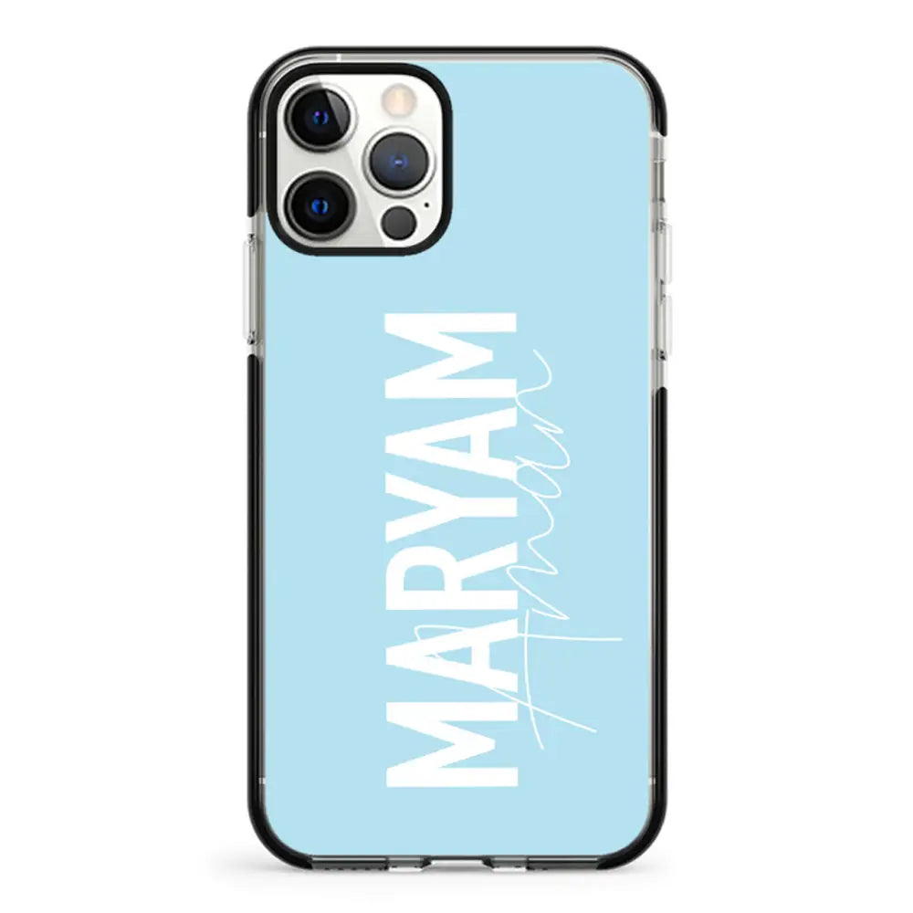 Apple iPhone 12 | 12 Pro / Impact Pro Black Personalized Name Vertical, Phone Case - Stylizedd.com