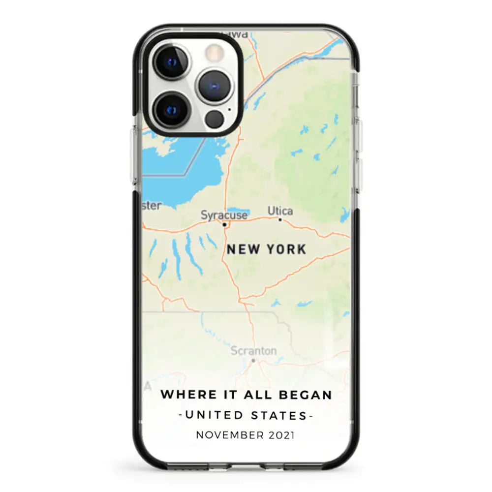 Apple iPhone 12 | 12 Pro / Impact Pro Black Personalized map, Phone Case - Stylizedd.com