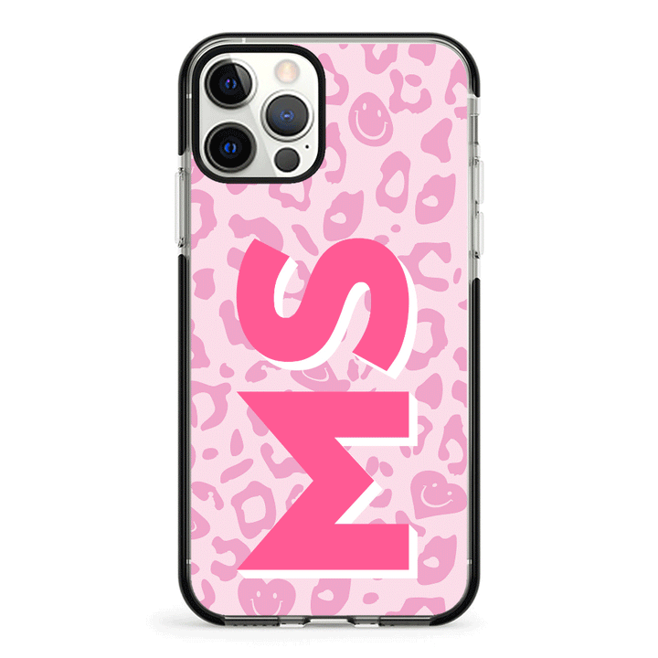 Apple iPhone 12 | 12 Pro / Impact Pro Black Custom Monogram Initial 3D Shadow Text Seamless Pattern, Phone Case - Stylizedd.com