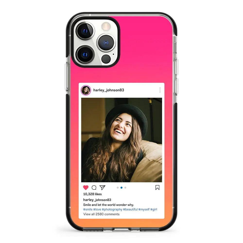 Apple iPhone 12 | 12 Pro / Impact Pro Black Phone Case Custom Photo Instagram Post Template, Phone Case - Stylizedd