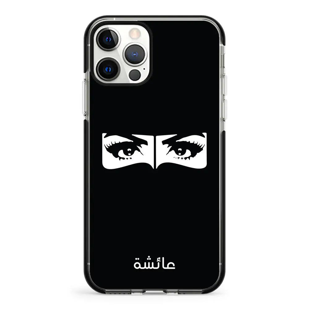 Apple iPhone 12 | 12 Pro / Impact Pro Black Custom Name Niqabi Eye, Phone Case - Stylizedd.com