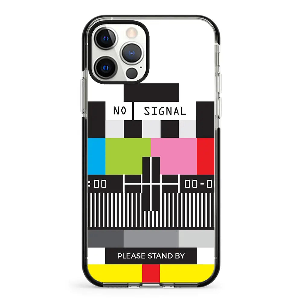 Apple iPhone 12 | 12 Pro / Impact Pro Black Personalized Text Retro No Signal TV Channel, Phone Case - Stylizedd.com