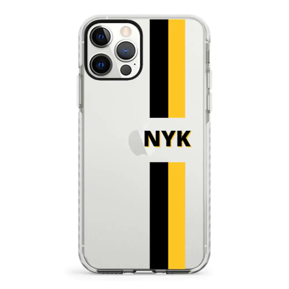 Apple iPhone 12 | 12 Pro / Impact Pro White Custom Striped Monogram Phone Case - Stylizedd.com