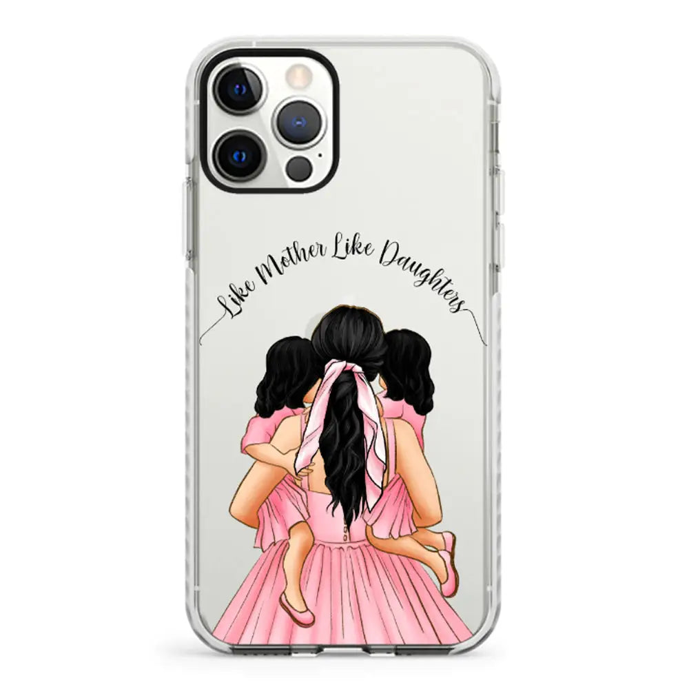 Apple iPhone 12 | 12 Pro / Impact Pro White Mother 2 daughters Custom Clipart, Text Phone Case - Stylizedd.com