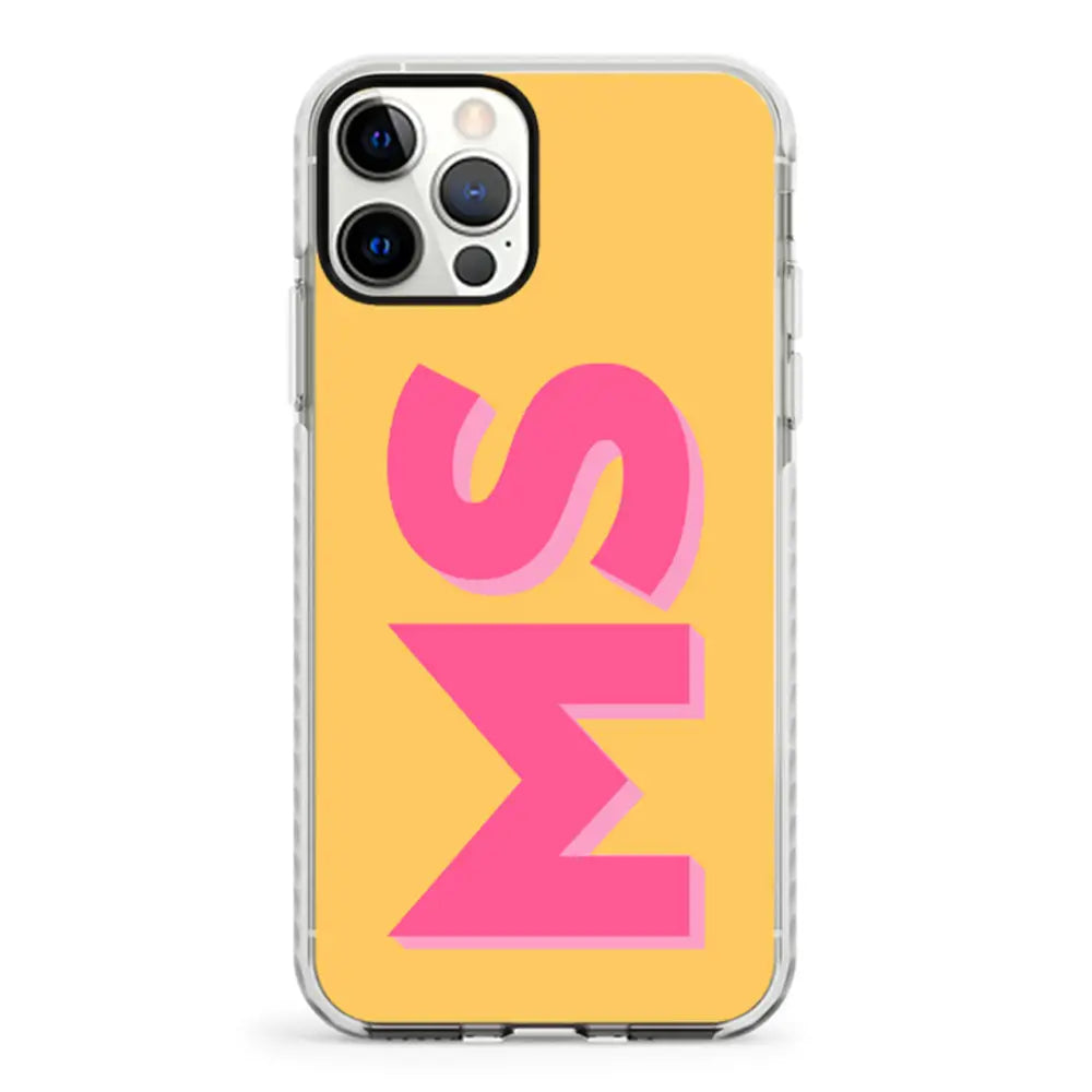 Apple iPhone 12 | 12 Pro / Impact Pro White Personalized Monogram Initial 3D Shadow Text Phone Case - Stylizedd.com