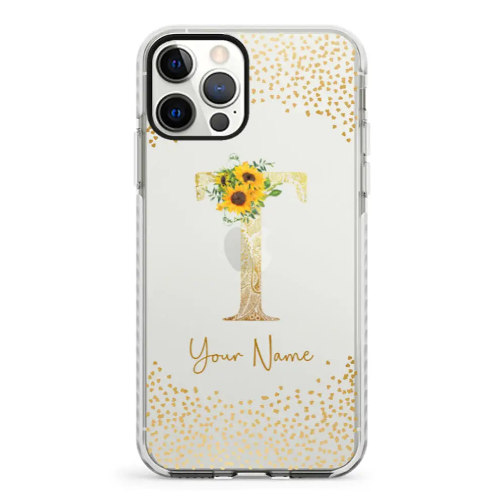 Apple iPhone 12 | 12 Pro / Impact Pro White Floral Mandala Initial Phone Case - Stylizedd.com