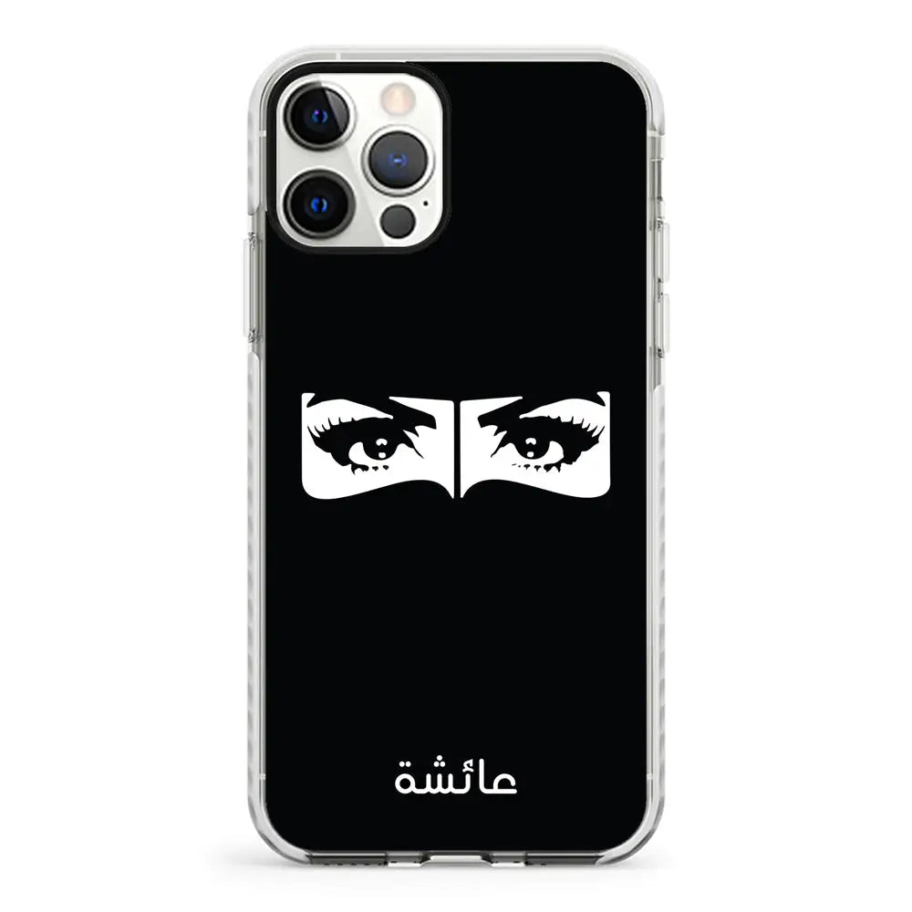 Apple iPhone 12 | 12 Pro / Impact Pro White Custom Name Niqabi Eye, Phone Case - Stylizedd.com