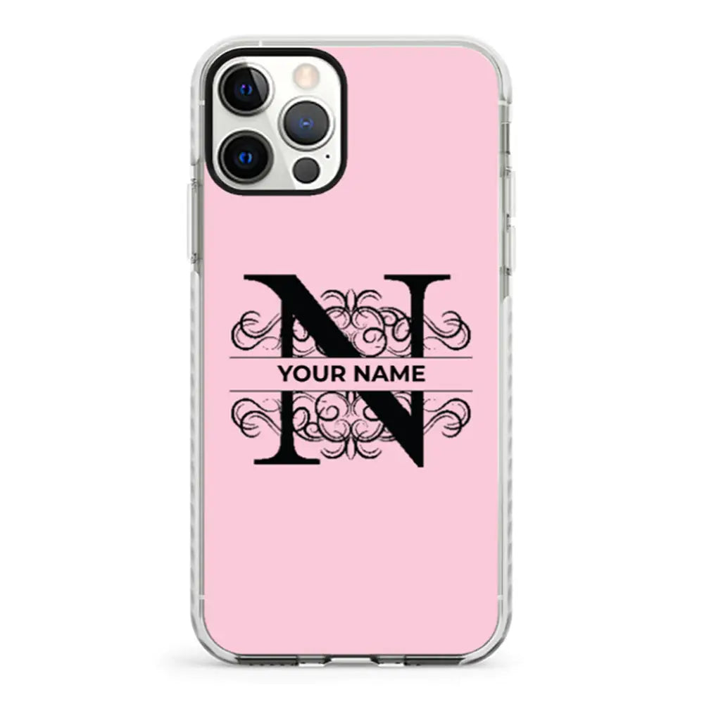 Apple iPhone 12 | 12 Pro / Impact Pro White Split Floral Initial Phone Case - Stylizedd.com