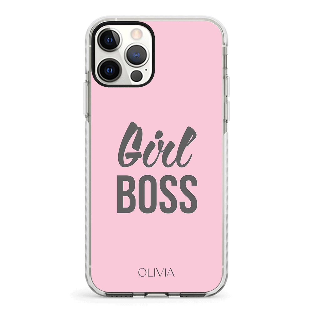 Apple iPhone 12 | 12 Pro / Impact Pro White Personalized Name Girl Boss, Phone Case - Stylizedd.com