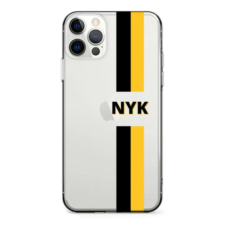 Apple iPhone 12 Pro Max / Clear Classic Custom Striped Monogram Phone Case - Stylizedd.com